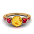 Vintage 3 Stones Citrine Ring With Micro Pave - Luna No. 613