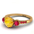 Vintage 3 Stones Citrine Ring With Micro Pave - Luna No. 613