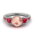 Vintage 3 Stones Morganite Ring With Micro Pave - Luna No. 915 image 1