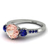 Vintage 3 Stones Morganite Ring With Micro Pave - Luna No. 912