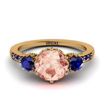 Vintage 3 Stones Morganite Ring With Micro Pave - Luna No. 910 image 1