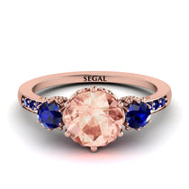 Vintage 3 Stones Morganite Ring With Micro Pave - Luna No. 911 image 1