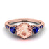Vintage 3 Stones Morganite Ring With Micro Pave - Luna No. 911 image 1