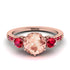 Vintage 3 Stones Morganite Ring With Micro Pave - Luna No. 914 image 1