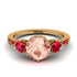 Vintage 3 Stones Morganite Ring With Micro Pave - Luna No. 913