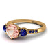 Vintage 3 Stones Morganite Ring With Micro Pave - Luna No. 910