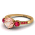 Vintage 3 Stones Morganite Ring With Micro Pave - Luna No. 913