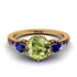 Vintage 3 Stones Peridot Ring With Micro Pave - Luna No. 710