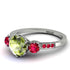 Vintage 3 Stones Peridot Ring With Micro Pave - Luna No. 715