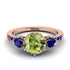 Vintage 3 Stones Peridot Ring With Micro Pave - Luna No. 711