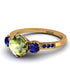 Vintage 3 Stones Peridot Ring With Micro Pave - Luna No. 710
