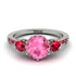 Vintage 3 Stones Pink Moissanite Ring With Micro Pave - Luna No. 815