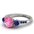 Vintage 3 Stones Pink Moissanite Ring With Micro Pave - Luna No. 812