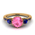 Vintage 3 Stones Pink Moissanite Ring With Micro Pave - Luna No. 810