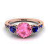 Vintage 3 Stones Pink Moissanite Ring With Micro Pave - Luna No. 811