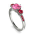 Vintage 3 Stones Pink Moissanite Ring With Micro Pave - Luna No. 815