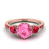 Vintage 3 Stones Pink Moissanite Ring With Micro Pave - Luna No. 814