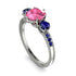 Vintage 3 Stones Pink Moissanite Ring With Micro Pave - Luna No. 812