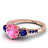 Vintage 3 Stones Pink Moissanite Ring With Micro Pave - Luna No. 811