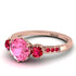 Vintage 3 Stones Pink Moissanite Ring With Micro Pave - Luna No. 814