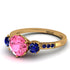 Vintage 3 Stones Pink Moissanite Ring With Micro Pave - Luna No. 810