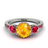 Vintage 3 Stones Yellow Diamond Ring With Micro Pave - Luna No. 1015