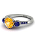 Vintage 3 Stones Yellow Diamond Ring With Micro Pave - Luna No. 1012