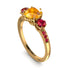 Vintage 3 Stones Yellow Diamond Ring With Micro Pave - Luna No. 1013
