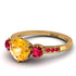Vintage 3 Stones Yellow Diamond Ring With Micro Pave - Luna No. 1013
