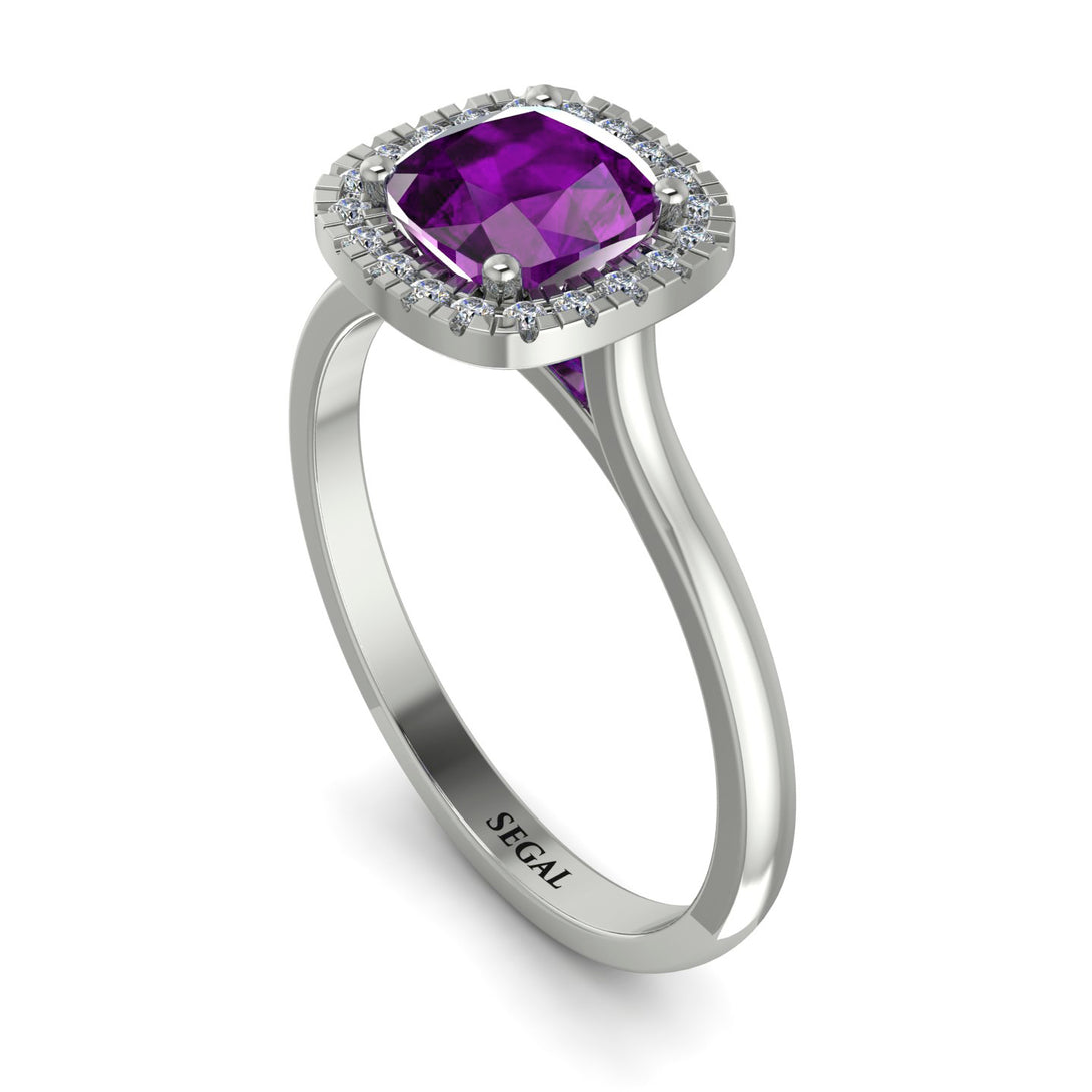 Vintage Classic Halo Cushion Amethyst Ring - Skylar No. 303