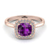 Vintage Classic Halo Cushion Amethyst Ring - Skylar No. 302