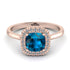 Vintage Classic Halo Cushion Blue Topaz Ring - Skylar No. 502 image 2
