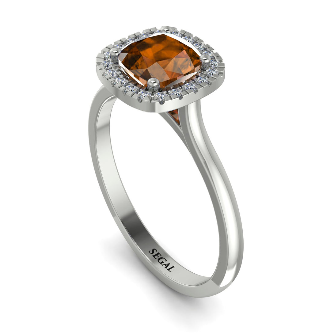 Vintage Classic Halo Cushion Brown Diamond Ring - Skylar No. 1103