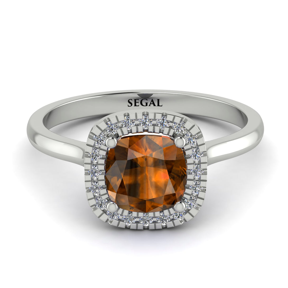 Vintage Classic Halo Cushion Brown Diamond Ring - Skylar No. 1103