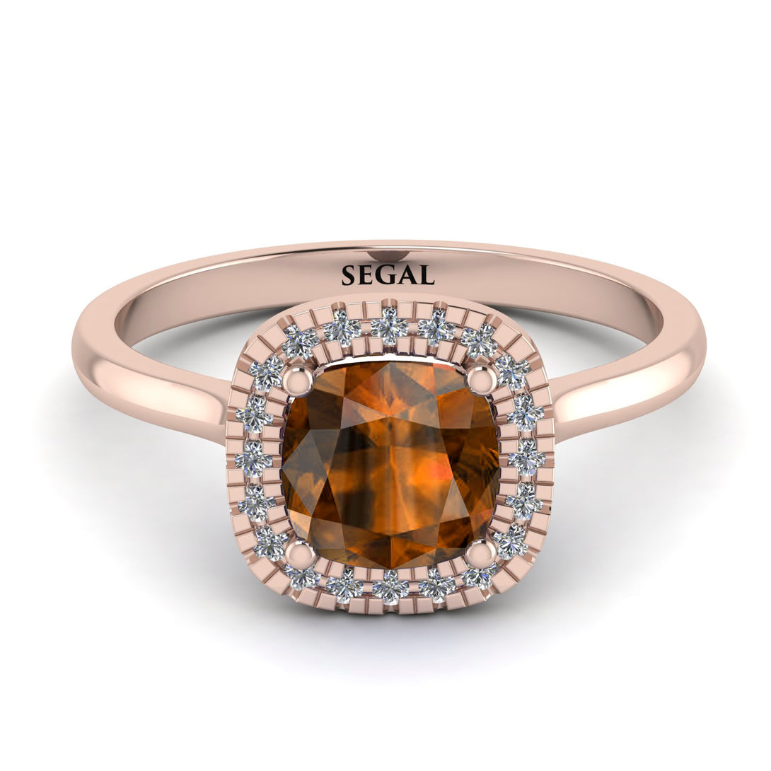 Vintage Classic Halo Cushion Brown Diamond Ring - Skylar No. 1102
