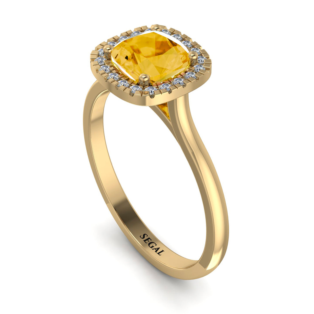 Vintage Classic Halo Cushion Citrine Ring - Skylar No. 601
