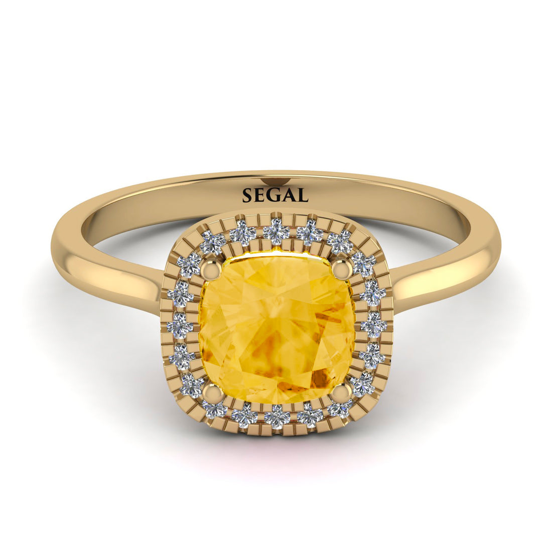 Vintage Classic Halo Cushion Citrine Ring - Skylar No. 601