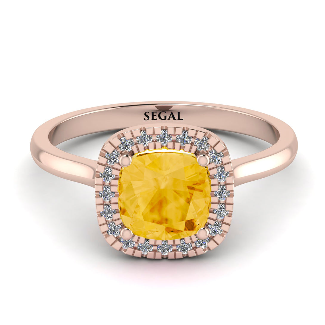 Vintage Classic Halo Cushion Citrine Ring - Skylar No. 602