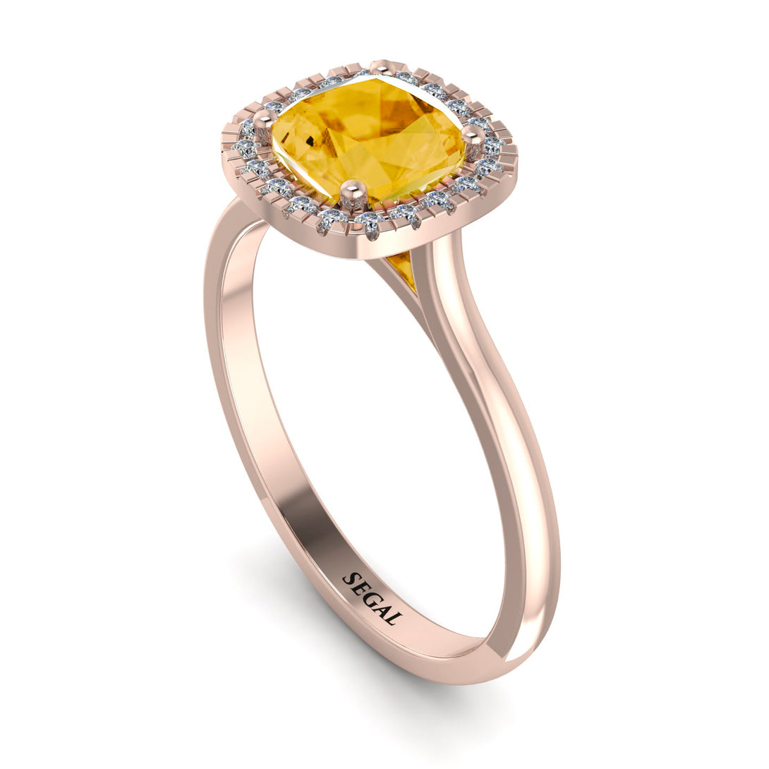 Vintage Classic Halo Cushion Citrine Ring - Skylar No. 602