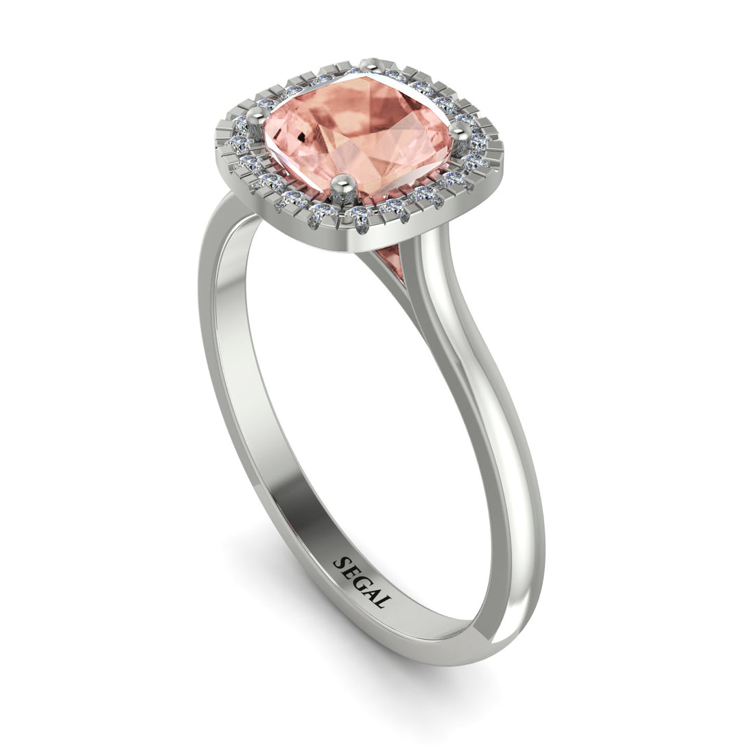 Vintage Classic Halo Cushion Morganite Ring - Skylar No. 903