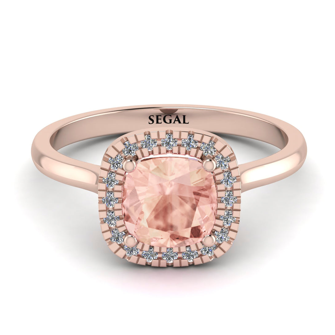 Vintage Classic Halo Cushion Morganite Ring - Skylar No. 902