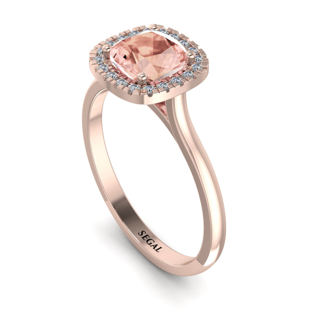 Vintage Classic Halo Cushion Morganite Ring - Skylar No. 902