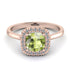 Vintage Classic Halo Cushion Peridot Ring - Skylar No. 702