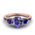 Vintage 3 Stones Tanzanite Ring With Micro Pave - Luna No. 211