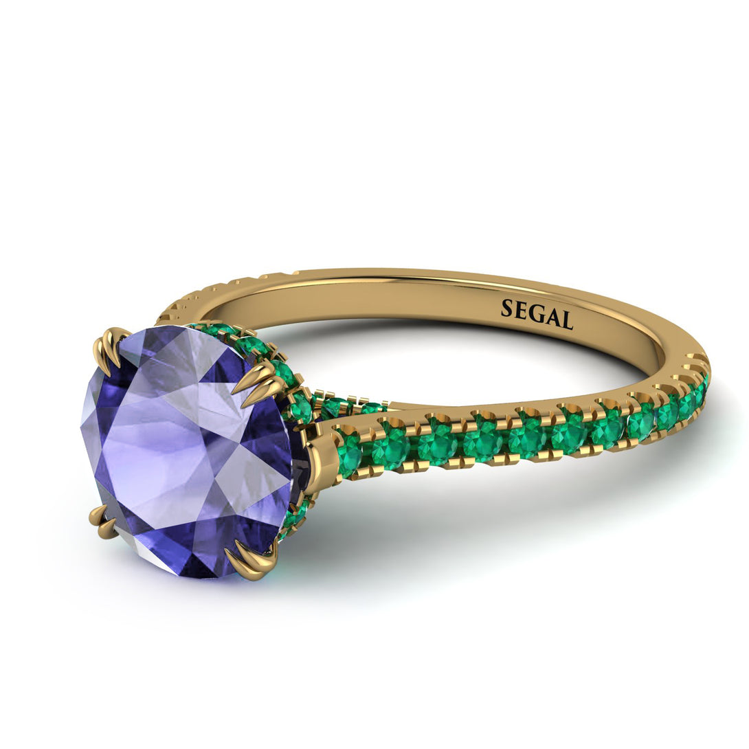Hidden Diamond Double Cat Claw Prongs Tanzanite Ring - Hazel No. 204