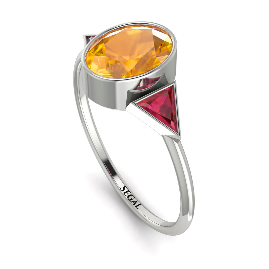 Geometrical Bezel Yellow Diamond Ring - Trinity No. 1012