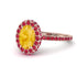 Oval Citrine Halo Hidden Rubies Ring - Amy No. 611