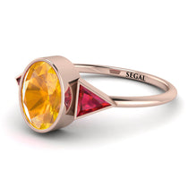Geometrical Bezel Yellow Diamond Ring - Trinity No. 1011 image 1