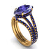 Hidden Halo Marquise Tanzanite Double Band Bridal Set - Journey No. 213