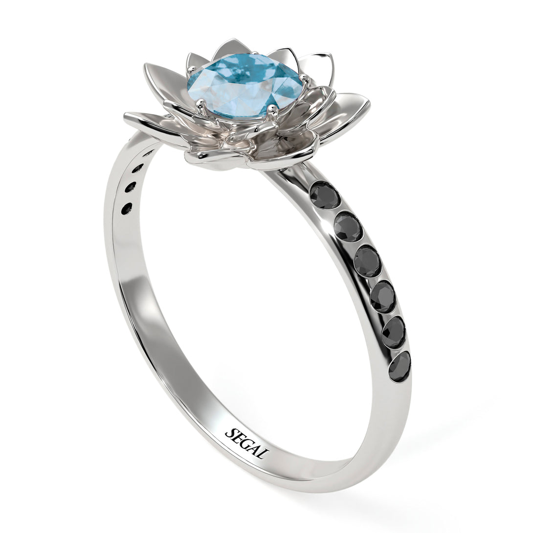 Lotus Flower Aquamarine ring - Lotus no. 406